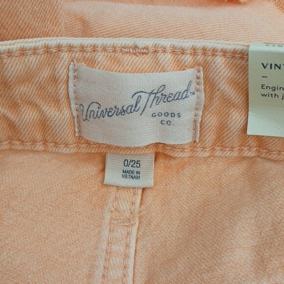 Universal Thread Denim Shorts Womens Orange Vintage Midi Cut Off Stretch - Picture 8 of 10